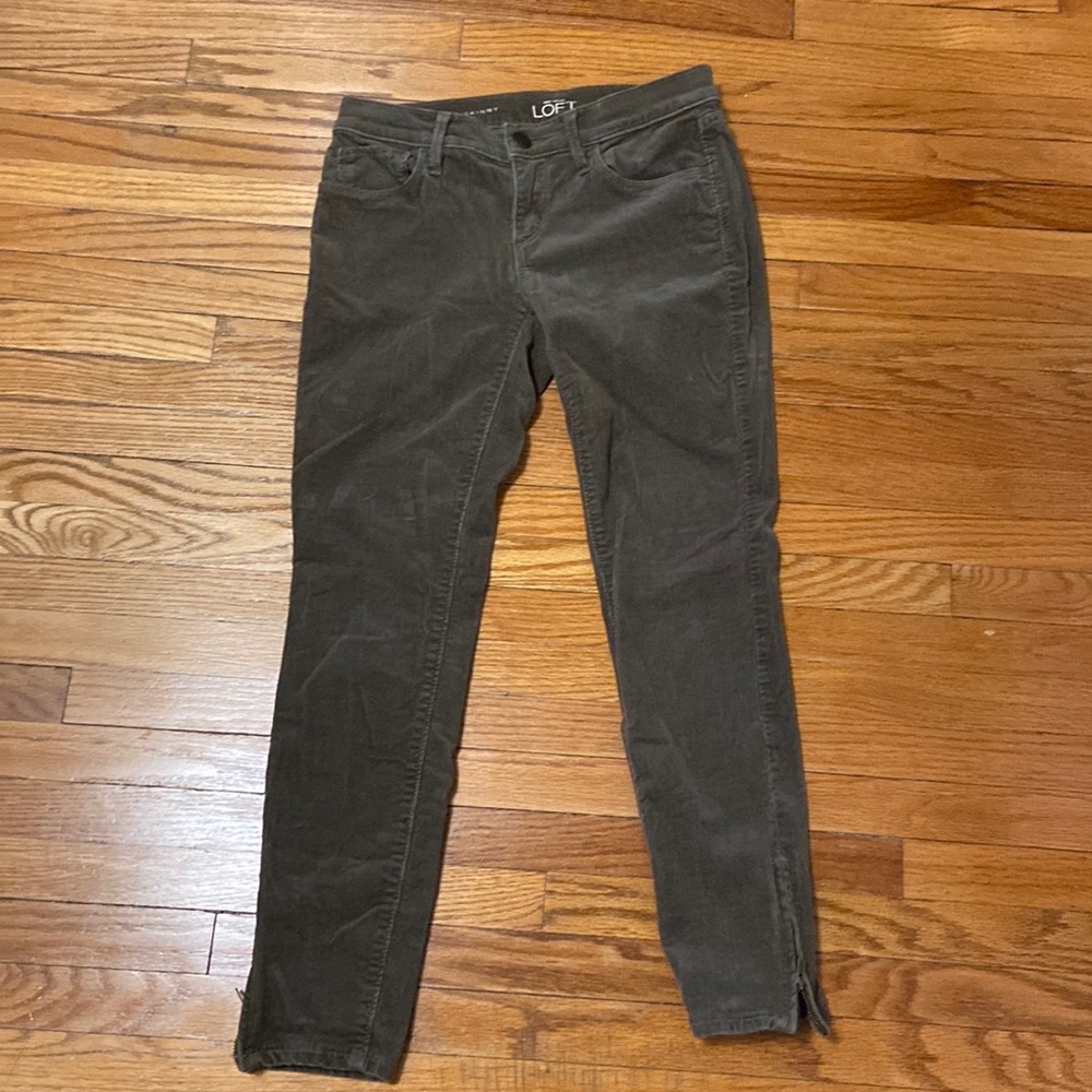 Ann Taylor LOFT skinny cord pants with zipper detail